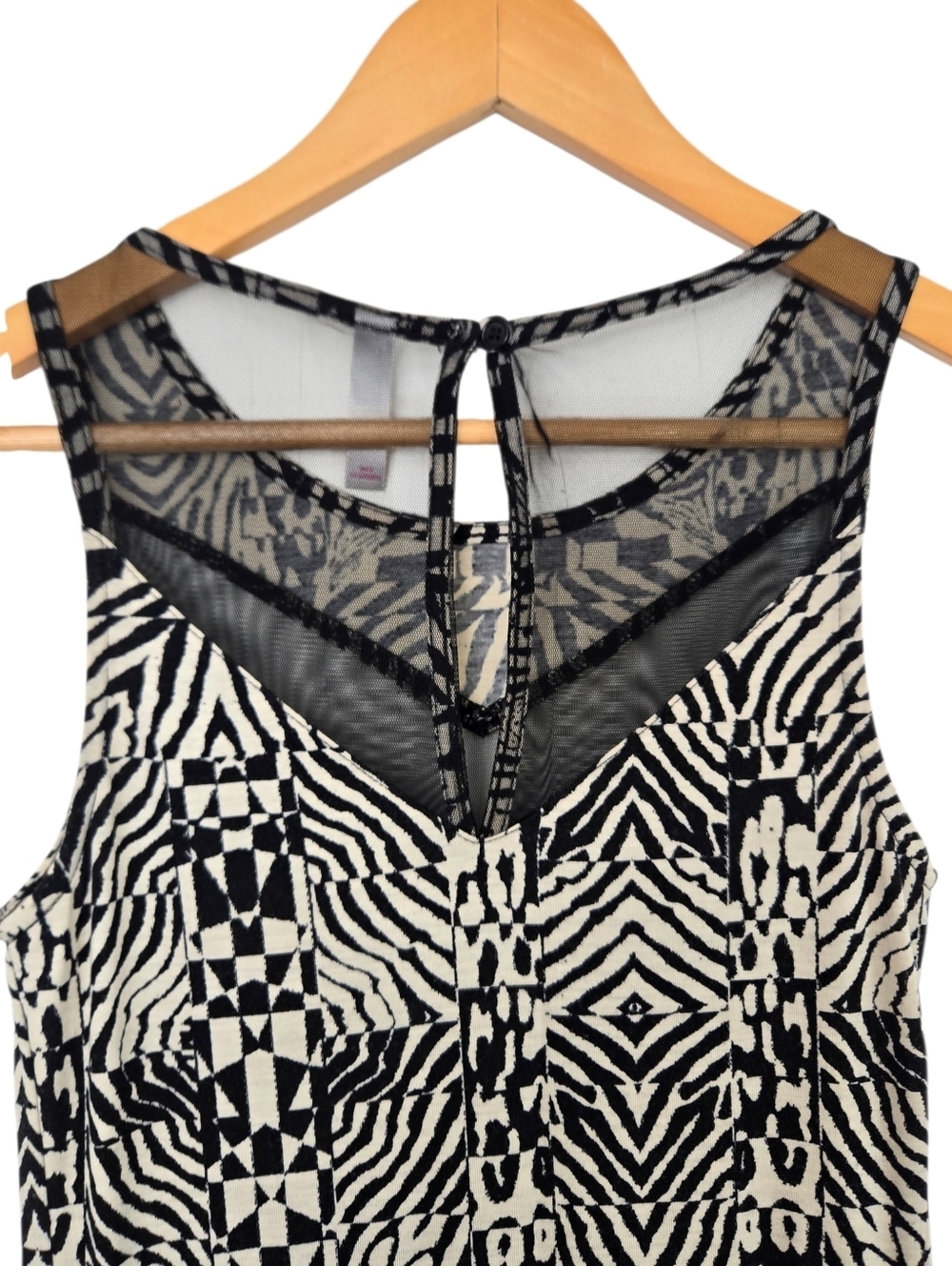 Y2K XS Xhilaration Black & White Mesh Illusion Dress - Picture 5 of 6